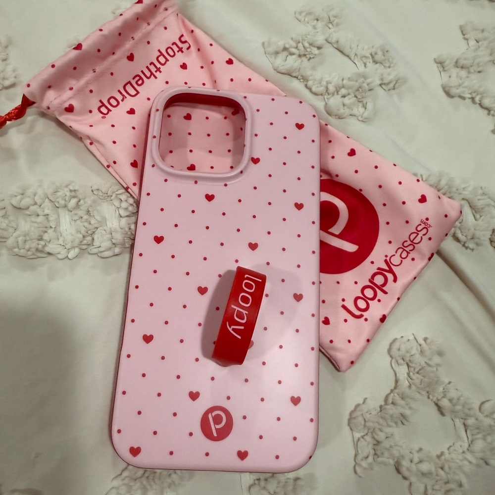 Loopy Case Pink Heart iPhone 16 pro max lefty case